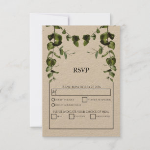 Rustic Eucalyptus Leaves Wedding RSVP Cards