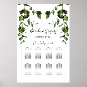Rustic Eucalyptus Leaves Wedding Seating Chart