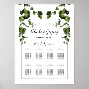 Rustic Eucalyptus Leaves Wedding Seating Chart