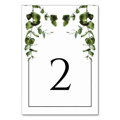 Rustic  Eucalyptus Leaves Wedding Table Number