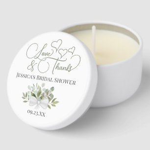 Rustic Eucalyptus Love & Thanks Bridal Shower Mini Candle Favors
