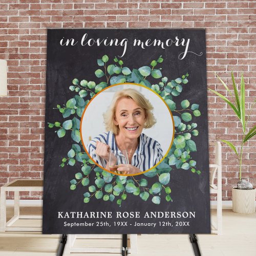 Rustic Eucalyptus Memorial Photo Slate Funeral  Foam Board