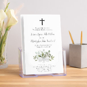 Rustic Eucalyptus Modern Catholic Wedding Program Brochure