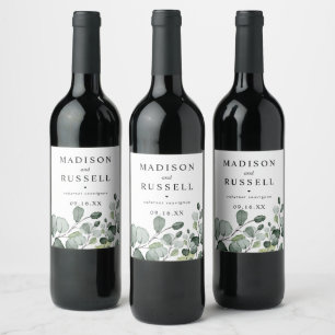 Rustic Eucalyptus Personalized Wine Label