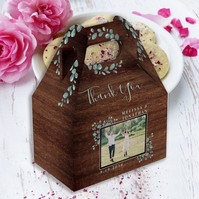 Rustic Eucalyptus Photo Botanical Foliage Wedding Favor Boxes (Creator Uploaded)