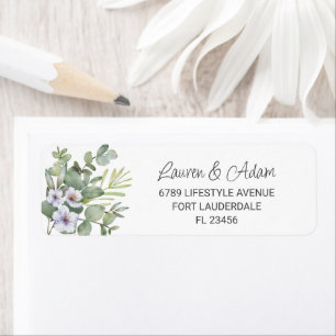 Rustic Eucalyptus & Purple Floral Wedding Label