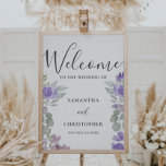 Rustic Eucalyptus &amp; Purple Floral Wedding Sign at Zazzle