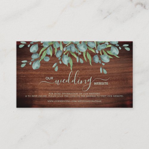 Rustic Eucalyptus QR Code Online Wedding RSVP Card