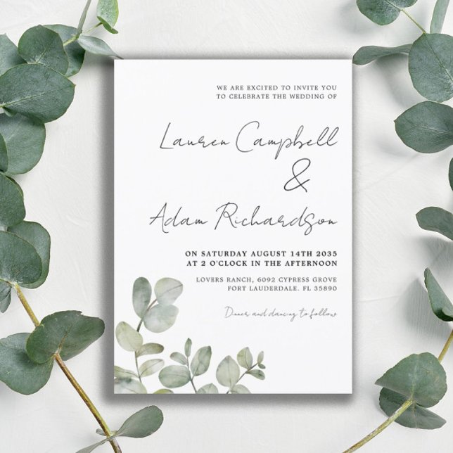 Rustic Eucalyptus Sage Green Wedding  Invitation (Creator Uploaded)