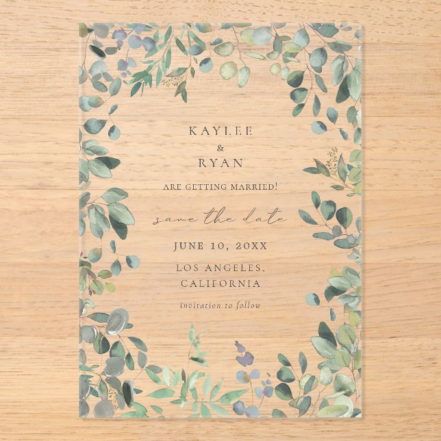 Rustic Eucalyptus Save the Date (Front)