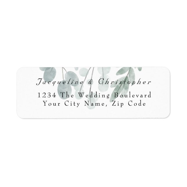 Rustic Eucalyptus Simple Floral Watercolor Wedding Label (Front)