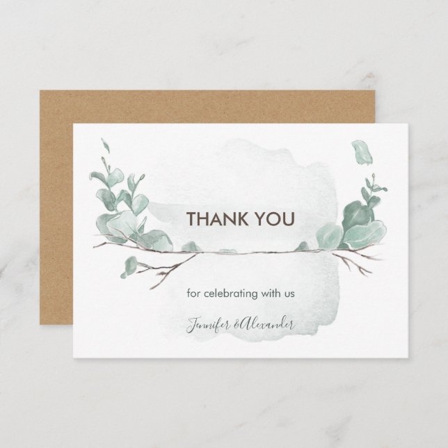 Rustic Eucalyptus Thank You Card (Front/Back)