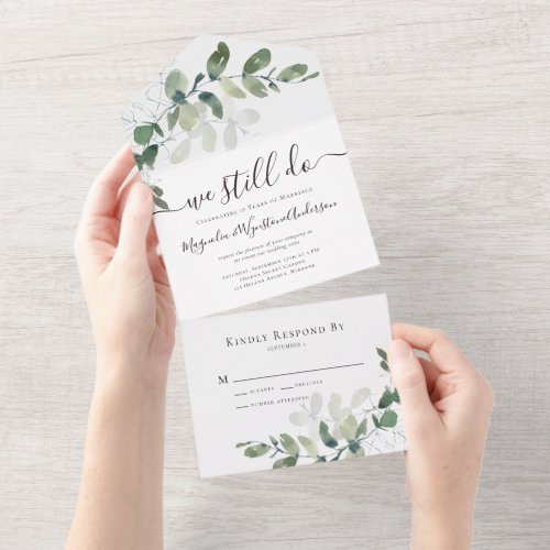 Rustic Eucalyptus Vow Renewal All In One Invitation