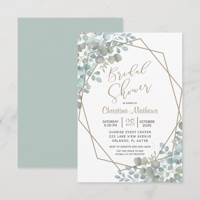 Rustic Eucalyptus Watercolor Bridal Shower Invitation (Front/Back)