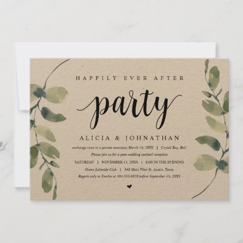 Rustic Eucalyptus Wedding Elopement Celebration Invitation