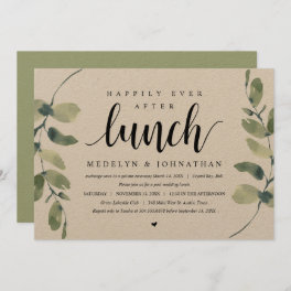 Rustic Eucalyptus, Wedding Elopement Lunch Invitat Invitation