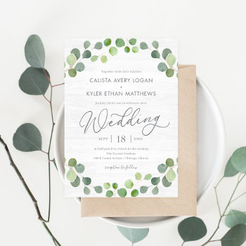 Rustic Eucalyptus Wedding Invitation Reu by berryberrysweet at Zazzle