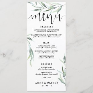 Rustic Eucalyptus Wedding Menu Card