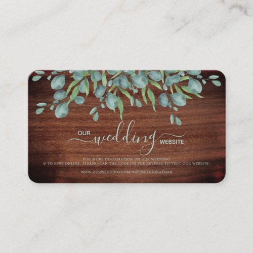 Rustic Eucalyptus Wedding QR Code RSVP Card