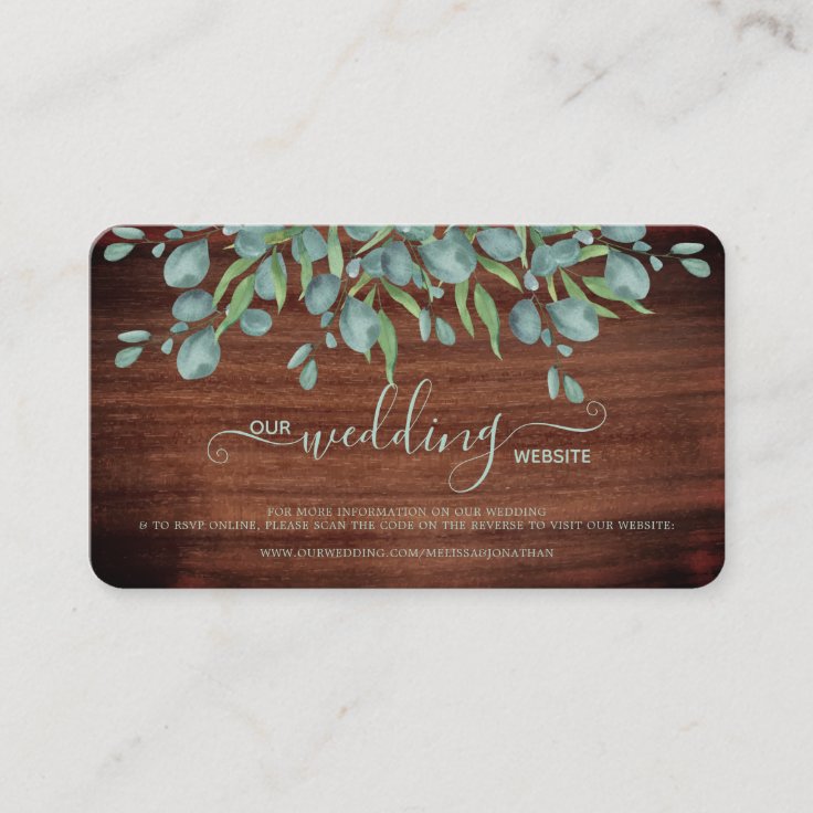 Rustic Eucalyptus Wedding QR Code RSVP Card | Zazzle