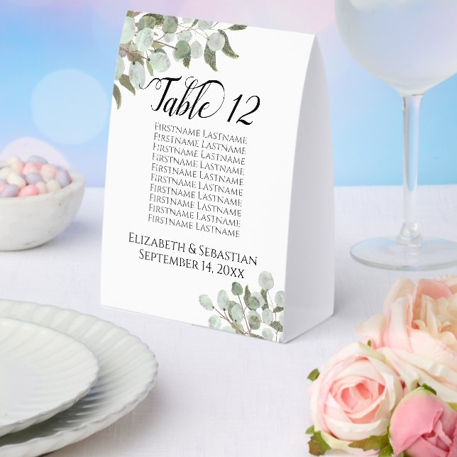 Rustic Eucalyptus Wedding Seating Chart & Number Paper Table Tent (Insitu(Wedding))