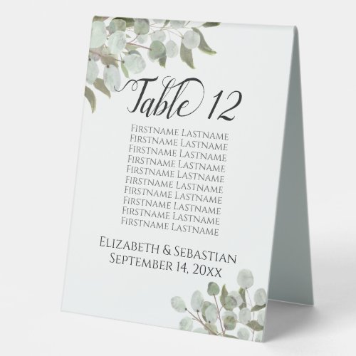 Rustic Eucalyptus Wedding Seating Chart  Number Table Tent Sign