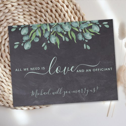 Rustic Eucalyptus Will You Marry Us Officiant  Invitation