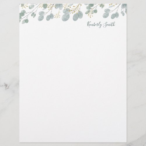 Rustic Eucalyptus with Name  Letterhead