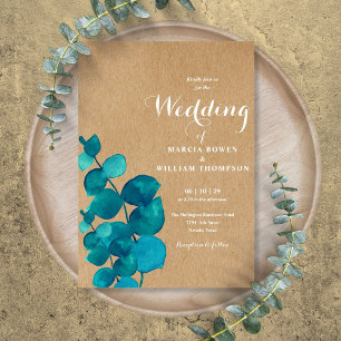 Rustic Eucalyptus Woodland Wedding Invitation