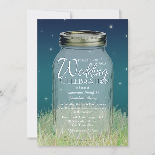 Rustic Evening Mason Jar Wedding Invitation (Front)