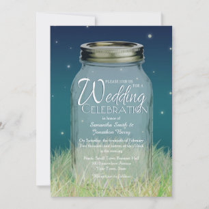 Rustic Evening Mason Jar Wedding Invitation