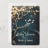 Rustic Evening Tree Lights Starry Baby Shower Invitation (Front)