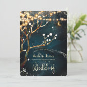 Rustic Evening Tree Lights Starry Night Wedding Invitation (Standing Front)