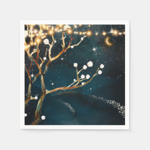 Rustic Evening Tree Lights Starry Night Wedding Napkins
