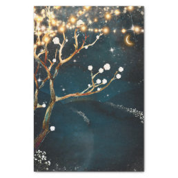 Rustic Evening Tree Lights Starry Night Wedding Tissue Paper