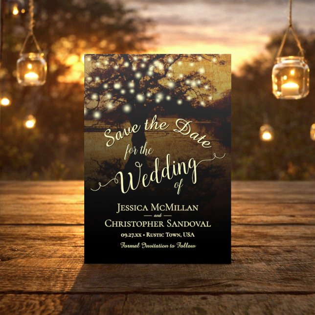 Rustic Evening Tree with Lights Wedding Save The Date (Creator Uploaded)