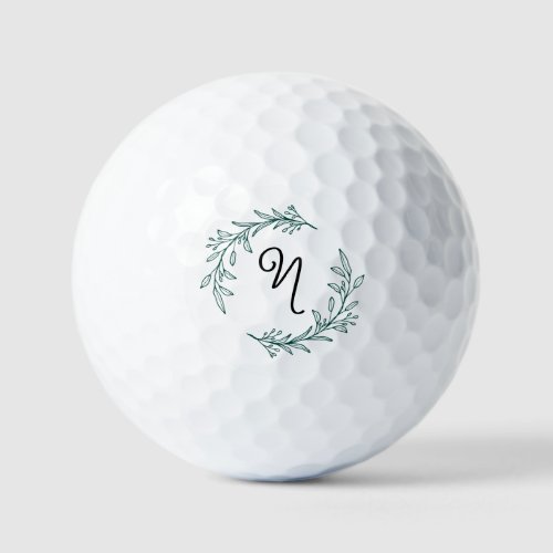 Rustic Evergreen Personalized Name Initial Wreath Golf Balls