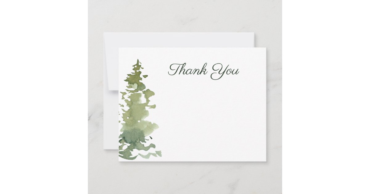 Rustic Evergreen Thank You Note Card | Zazzle