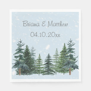 Rustic Evergreen Winter Pine Trees Napkins
