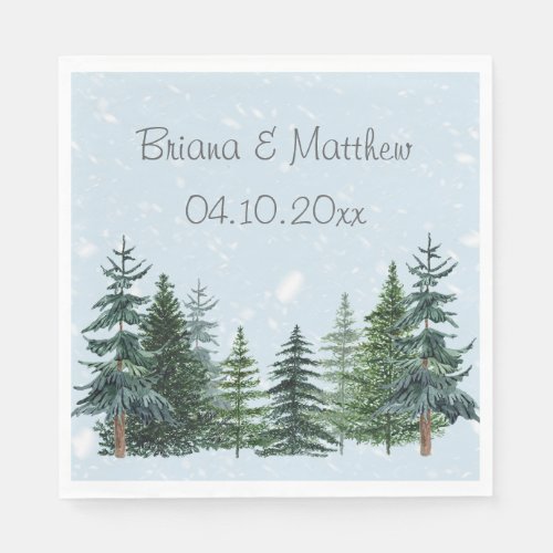 Rustic Evergreen Winter Pine Trees Napkins