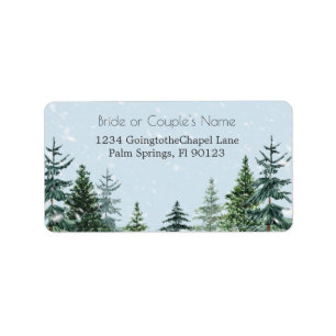 Rustic Evergreen Winter Pine Trees RSVP Address Label