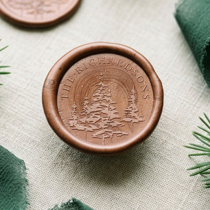 Rustic Evergreen Woodland Forest Trees Custom Name Wax Seal Stamp