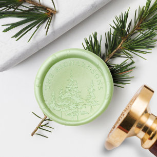 Rustic Evergreen Woodland Forest Trees Custom Name Wax Seal Stamp