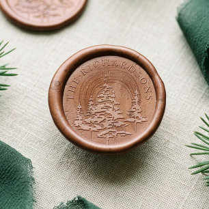 Rustic Evergreen Woodland Forest Trees Custom Name Wax Seal Sticker