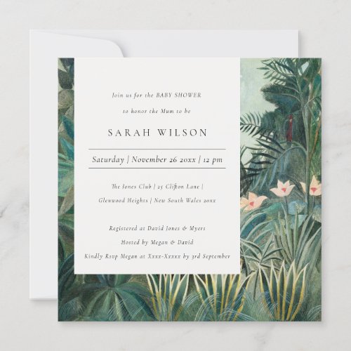 Rustic Exotic Tropical Forest Baby Shower Invite