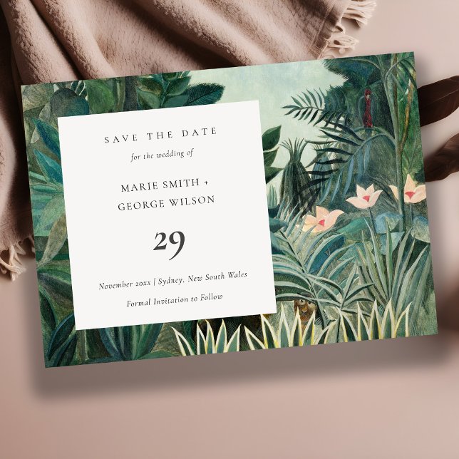 Rustic Exotic Tropical Forest Save The Date Card (Creator Uploaded)