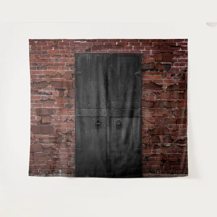 Rustic Exposed Red Brick Black Door Party Backdrop Zazzle