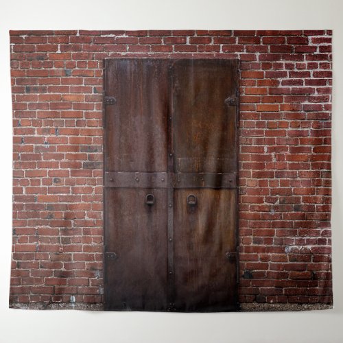 Rustic Exposed Red Brick Wood Door Party Backdrop