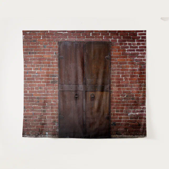Rustic Exposed Red Brick Wood Door Party Backdrop Zazzle