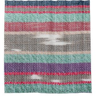 Rustic Fabric: Colorful Textured Mosaic Shower Curtain
